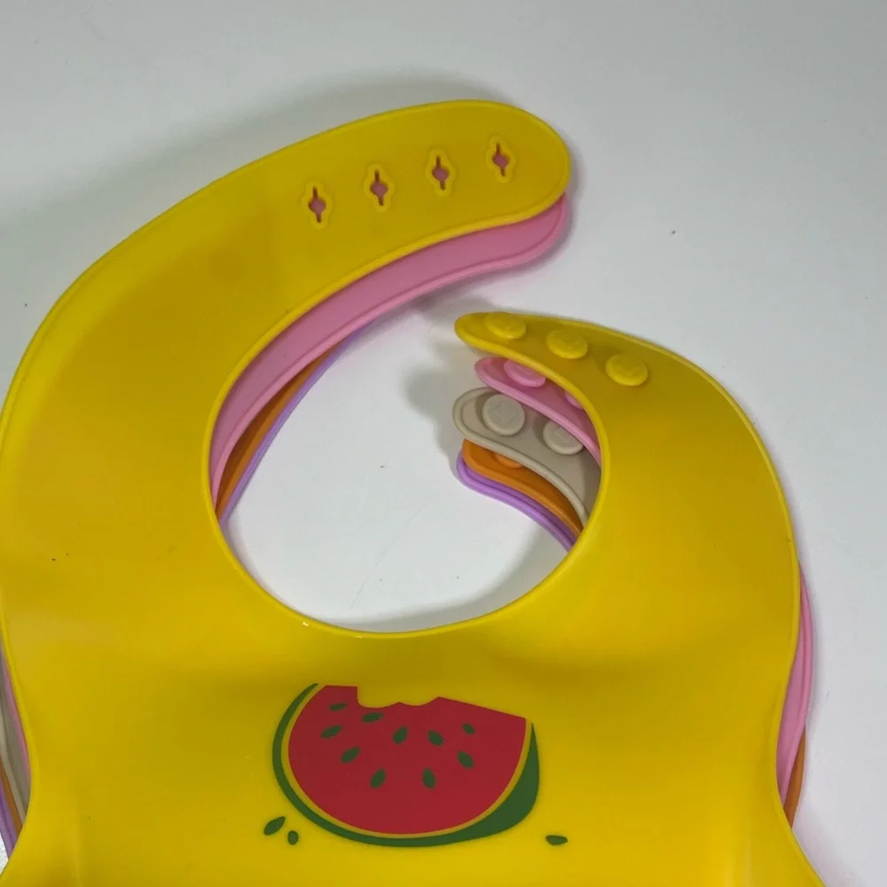 YMCF Products 5 Pack Waterproof Silicone Baby Bib Lightweight and easy wipe